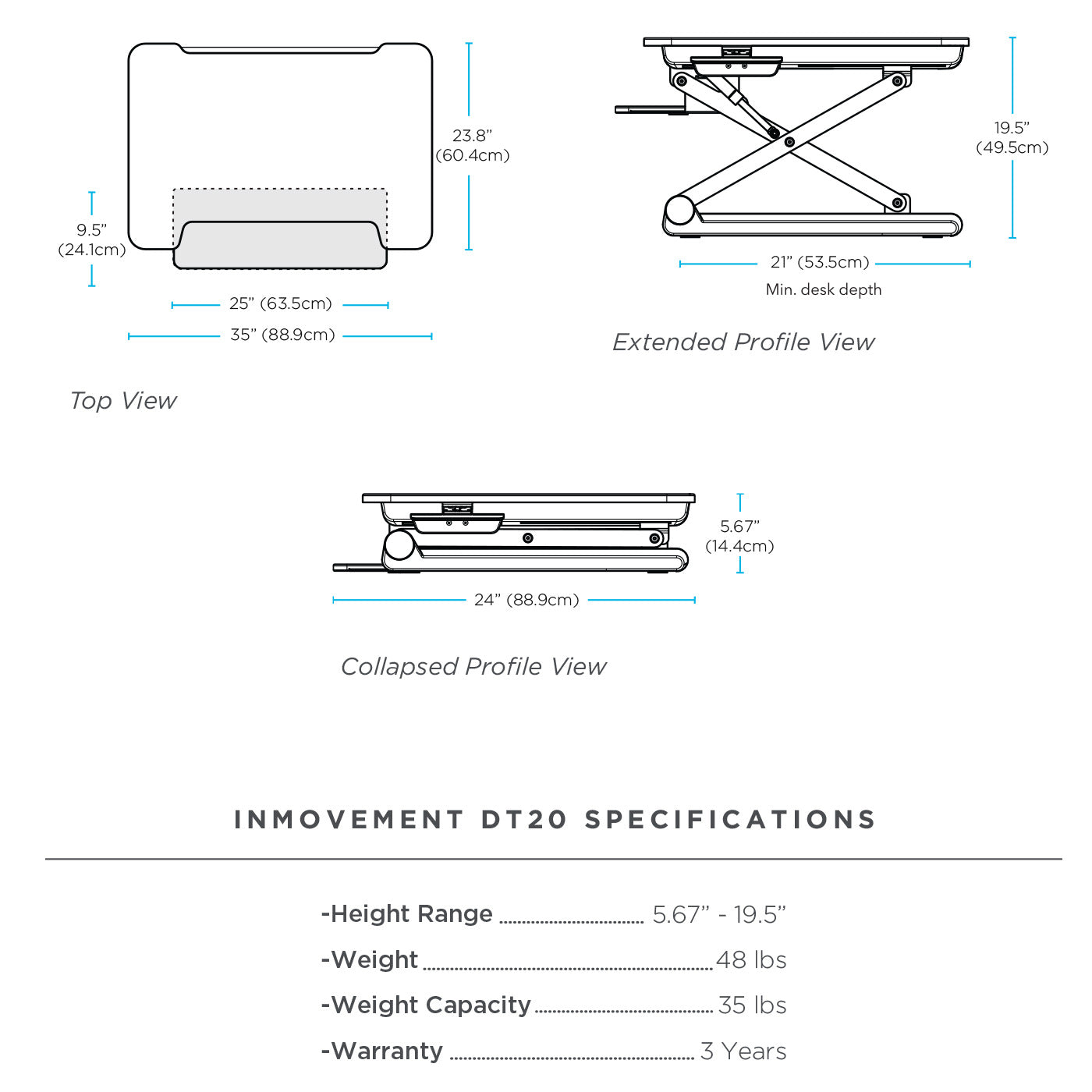 InMovement Standing Desk Converter - DT20 | Peak Flow Fitness