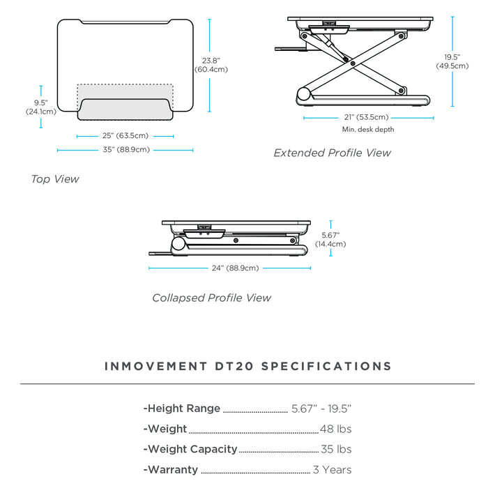 InMovement Standing Desk Converter - DT20