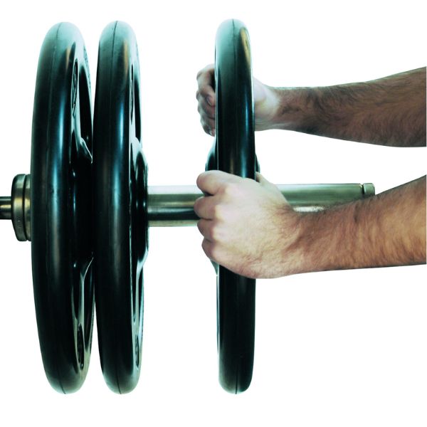 York Barbell 2″ Iso-Grip Steel Olympic Plate Sets — grip and contact surface