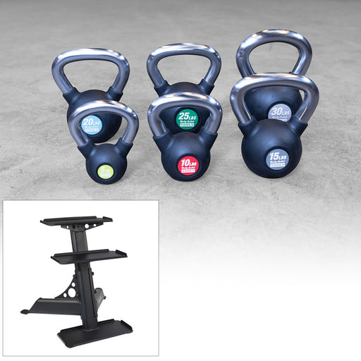 Body Solid 5-30 lb. Premium Kettlebell with Rack KBZS105PACK front view