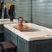 Chill Therapy CHILL1000 cold plunge tub user taking a cold plunge