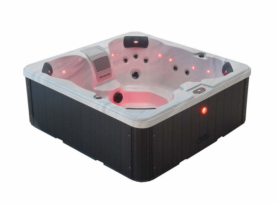 Liberty Spas LYS4500 5-person plug and play hot tub with LED lighting on
