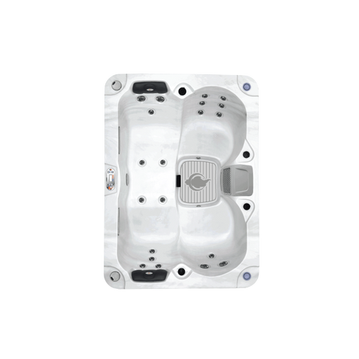 Liberty Spas LYS4000 4-person plug and play hot tub top view of double lounger and jet layout