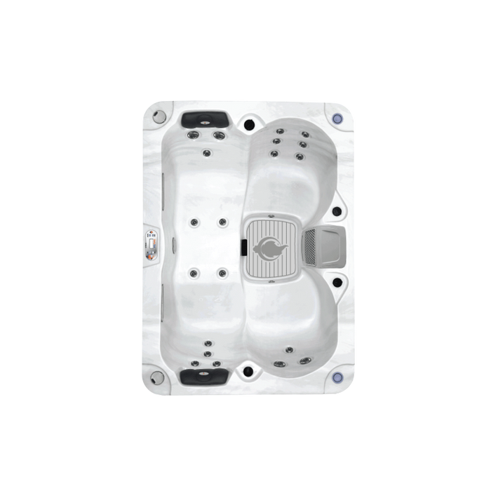 Liberty Spas LYS4000 4-person plug and play hot tub top view of double lounger and jet layout