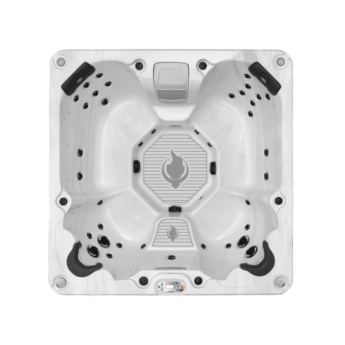 Liberty Spas LYS7000 7-person 240V hot tub top view of 7-seat layout