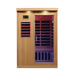 Sweat Therapy Tremblant 2-person far infrared sauna front view, hemlock cabin with glass door