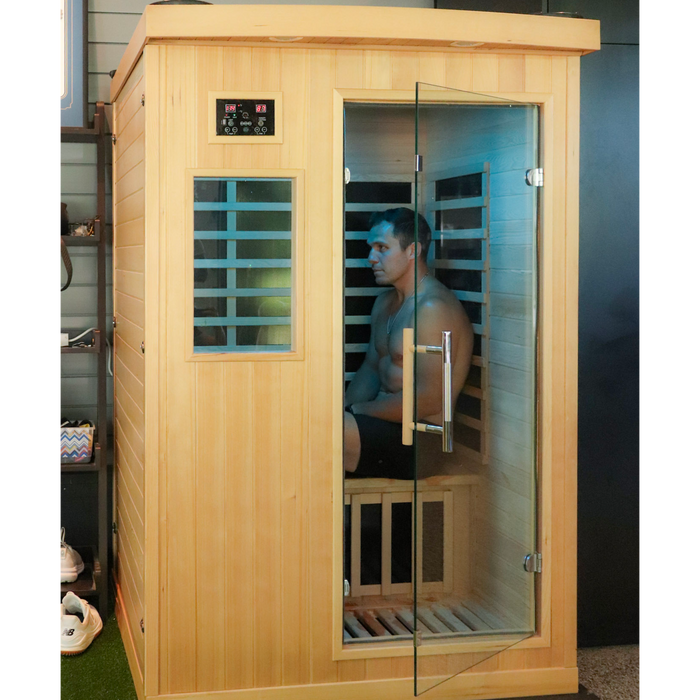 Sweat Therapy Tremblant 2-person far infrared sauna two-person cabin interior