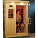 Sweat Therapy Tremblant 2-person far infrared sauna seated user in cabin