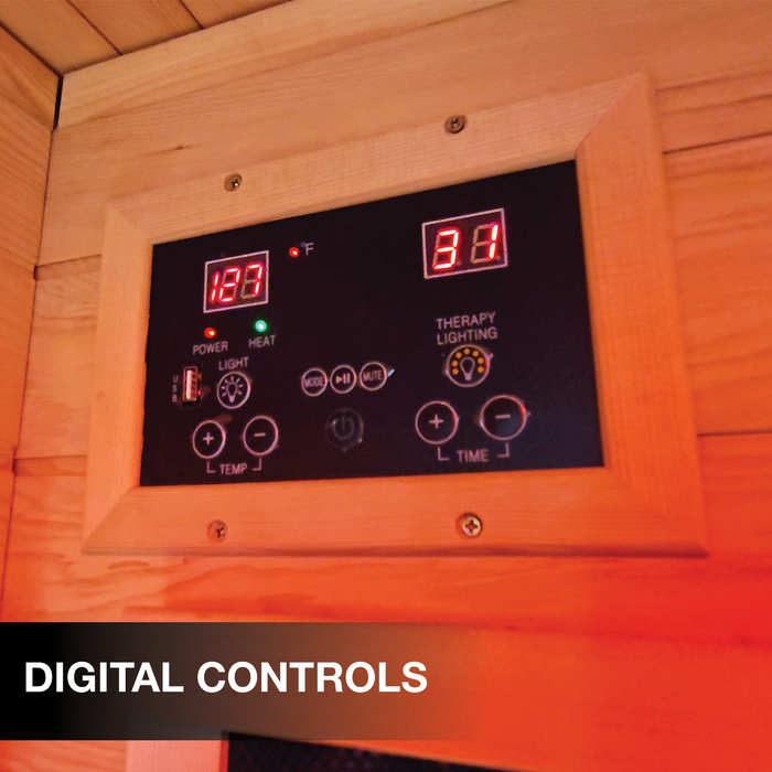 Sweat Therapy Tremblant 2-person far infrared sauna digital control panel