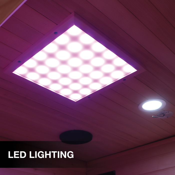Sweat Therapy Tremblant 2-person far infrared sauna LED chromotherapy ceiling light