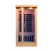 Sweat Therapy Tremblant 1-person far infrared sauna front view, hemlock cabin with glass door