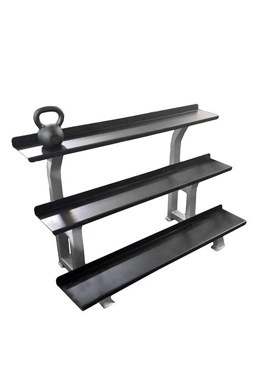 Muscle D Fitness 3-Tier Kettlebell Rack Commercial Storage — front view