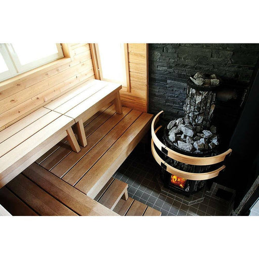 Finnish Sauna Builders Harvia Legend 150 Wood Burning Sauna Stove - Finnish Sauna Builders — interior bench layout