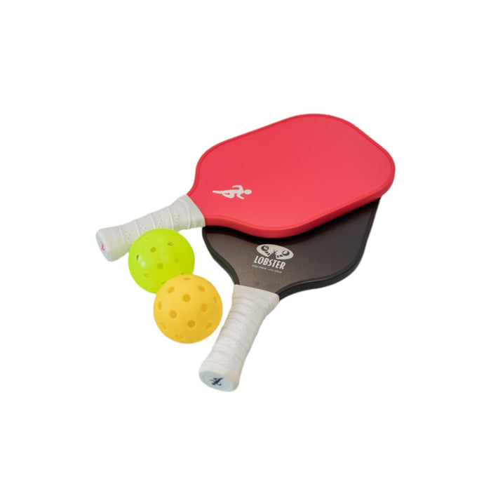 Lobster pickleball paddle set red and black paddles with balls