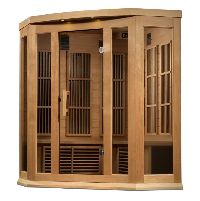 Dynamic Saunas Maxxus 3-Person Corner Near Zero Emf (Under 2Mg) Far Infrared Sauna Canadian Hemlock