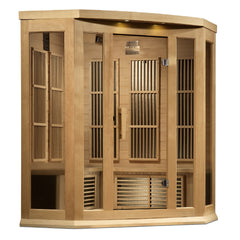 Dynamic Saunas Maxxus 3-Person Corner Near Zero EMF (Under 2MG) FAR Infrared Sauna Canadian Hemlock - MX-K356-01-ZF HEM