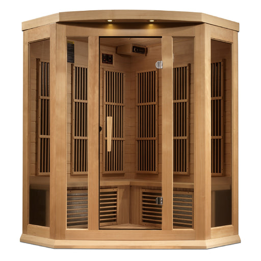 Dynamic Saunas Maxxus 3-Person Corner Near Zero Emf (Under 2Mg) Far Infrared Sauna Canadian Hemlock