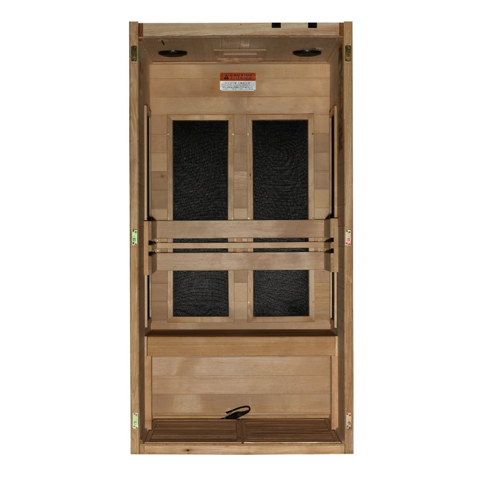 Maxxus S-Line Elite 1-person ultra low EMF sauna alternate exterior angle