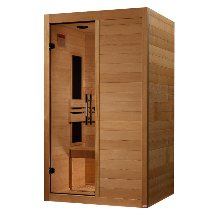 Maxxus S-Line 2-person low EMF far infrared sauna side angle view