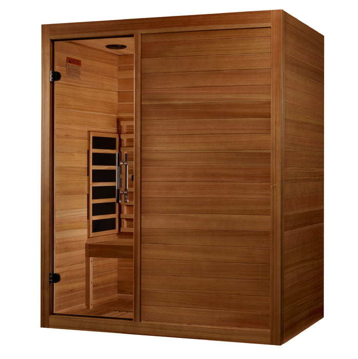 Maxxus S-Line 3-person full spectrum Pacific Cedar sauna side angle view