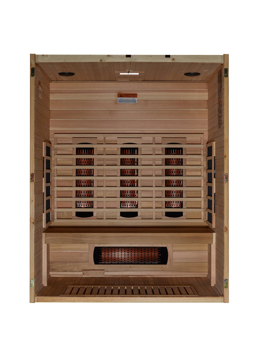 Maxxus S-Line 3-person full spectrum Pacific Cedar sauna alternate exterior angle