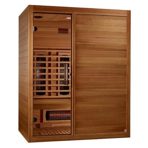 Maxxus S-Line 3-person full spectrum Pacific Cedar sauna front exterior view