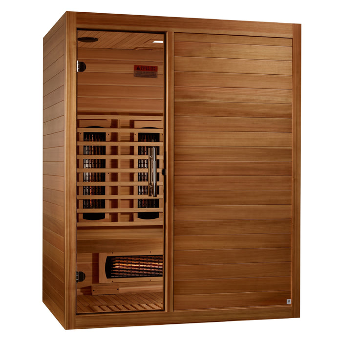 Maxxus S-Line 3-person full spectrum Pacific Cedar sauna front exterior view