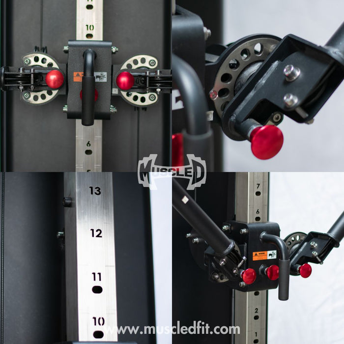 Muscle D Fitness Dual Adjustable Functional Trainer — adjustment mechanism