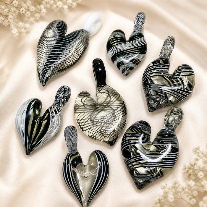 Therasage TheraHeart hand-blown glass heart pendant, Midnight Glass