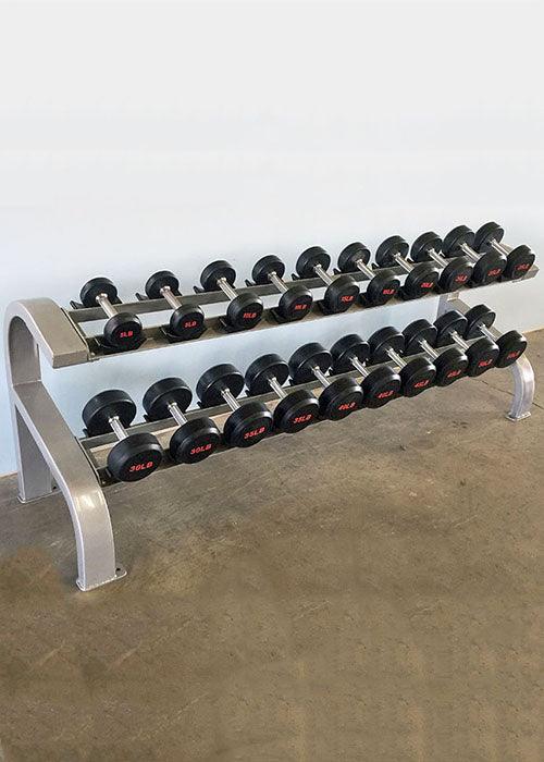 Muscle D Fitness Two Tier 10 Pairs Dumbbell Rack - Muscle D Fitness - Durable 2 Tier 10 Pairs Dumbbe... — adjustment mechanism