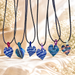 Therasage TheraHeart hand-blown glass heart pendant, Ocean Blue