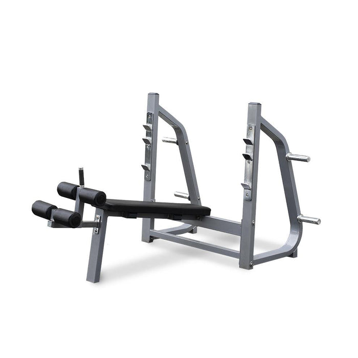 Muscle D Fitness Olympic Decline Bench - Muscle D Fitness - 11 Gauge Steel - Commercial Upholstery - Weight St... — front view