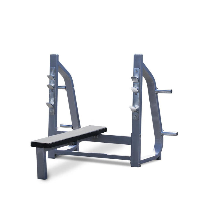 Muscle D Fitness Olympic Flat Bench - Muscle D Fitness - 11 Gauge Steel - Commercial Upholstery - Weight Stora... — front view