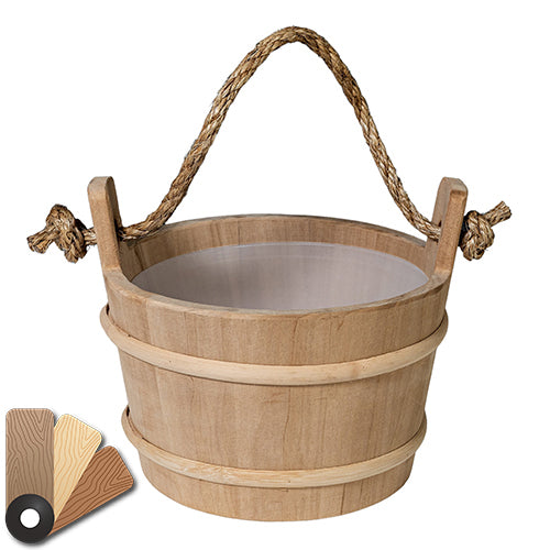 PROSAUNAS Wood Sauna Bucket Lined Wood Sauna Bucket, Rope Handle