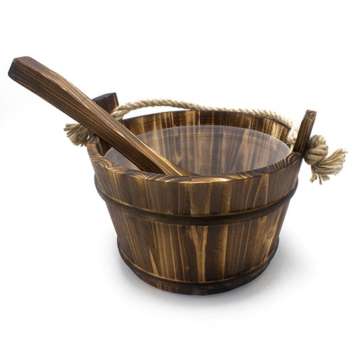 PROSAUNAS Spruce Sauna Bucket w/ Ladle Lined 1-Gal Spruce Sauna