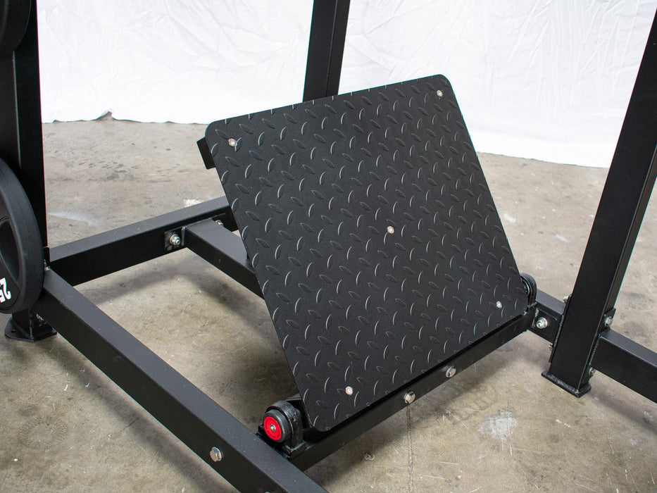 Excel Pendulum Squat - Muscle D Fitness - Plate Load Squat Machine - weight Storage Pegs - Adjustable Foot Plate