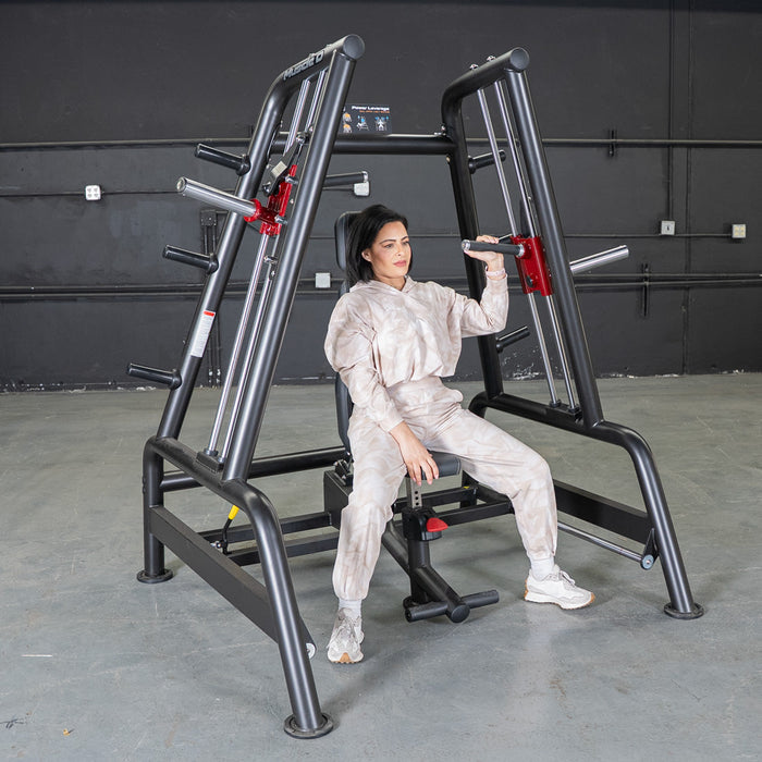 Muscle D Fitness Power Leverage V2 Convergent Bench - Flat, Incline, Shoulder Press — in use demonstration