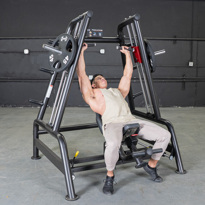 Muscle D Fitness Power Leverage V2 Convergent Bench - Flat, Incline, Shoulder Press — full setup angle
