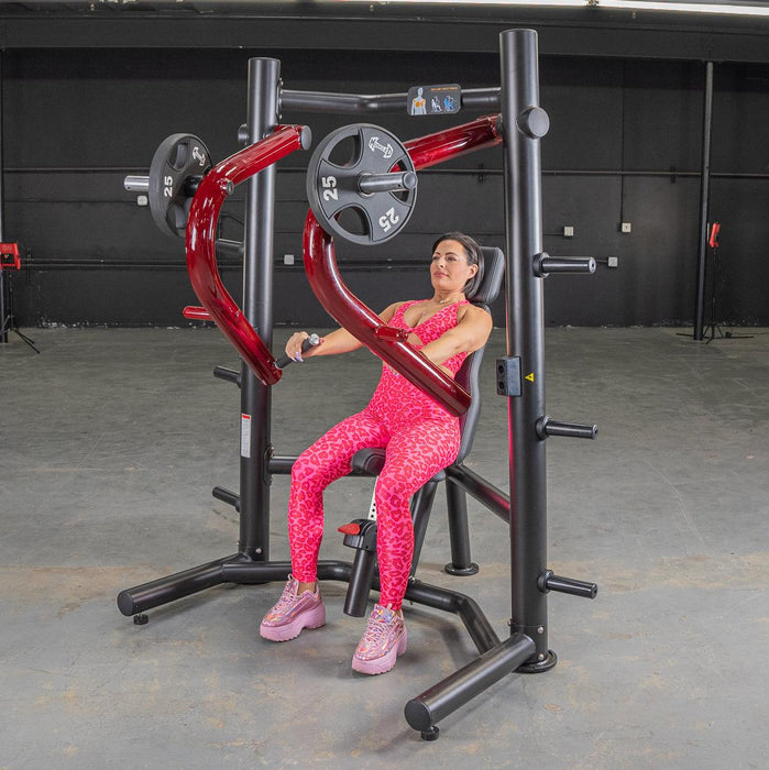 Muscle D Fitness Power Leverage V2 Decline Chest Press — adjustment mechanism