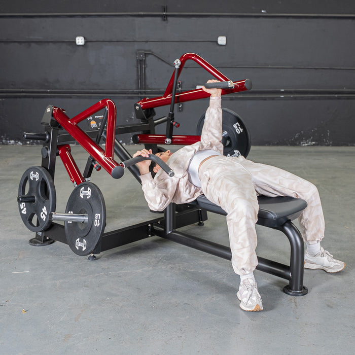 Muscle D Fitness Power Leverage V2 Horizontal Chest Press — full setup angle