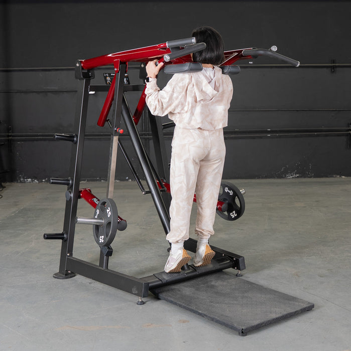 Muscle D Fitness Power Leverage V2 Viking Press / Calf — full setup angle