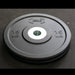 Muscle D Fitness Pro Bumper Training Plates with Center Steel Hub Virgin Rubber — full setup angle