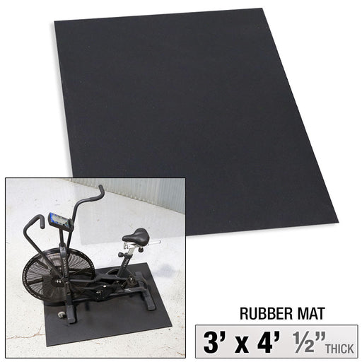 Body Solid 4' x 3' Rubber Mat Half Inch Thick RFM1/2BLK3 front view