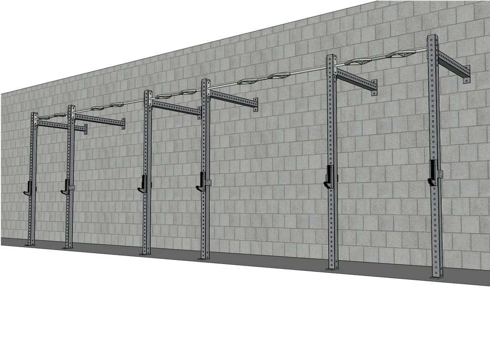 TGrip Commercial 24' Wall Mount Functional Training Rig – 3×3 Steel Multi-Grip Pull-Up