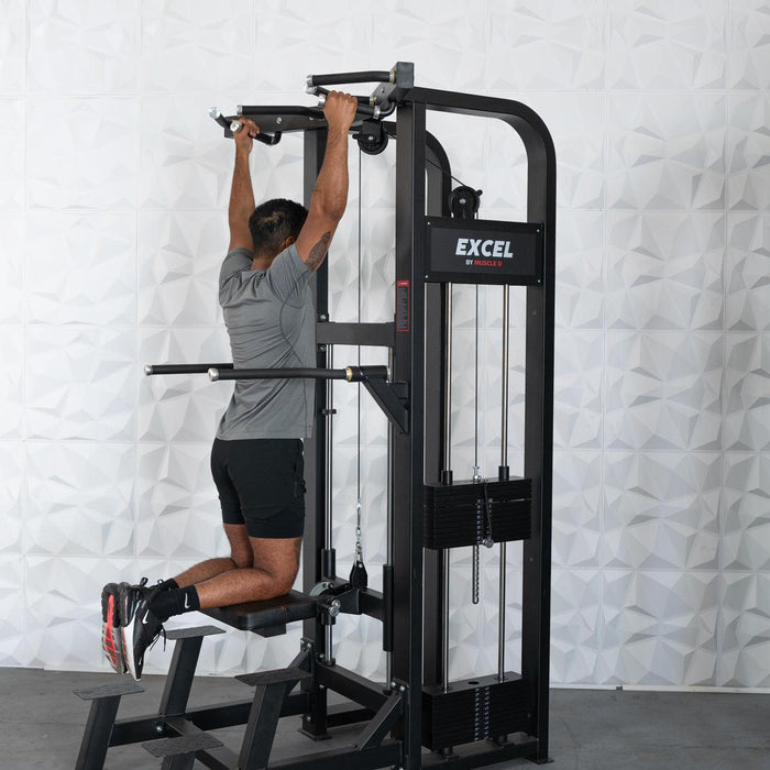 Muscle D Fitness Muscle D Fitness Excel Selectorized Assisted Chin / Dip Combo - Functional Handles - Co... — full setup angle