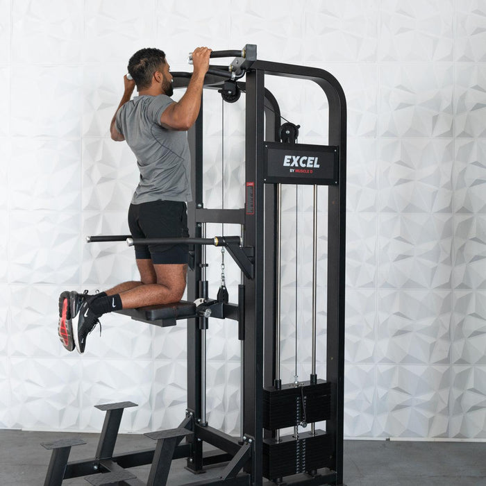 Muscle D Fitness Muscle D Fitness Excel Selectorized Assisted Chin / Dip Combo - Functional Handles - Collapsa... — front view
