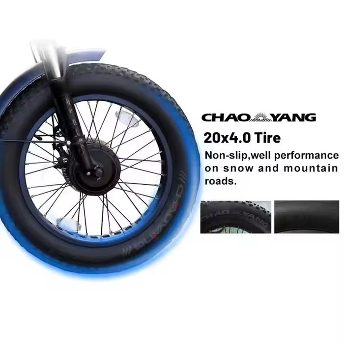 Core Electric Bike High Power Two Wheel Drive Dual 500w Motor Electric Folding Bike with 20x4.0 inch Fat Tires And Lithium Battery