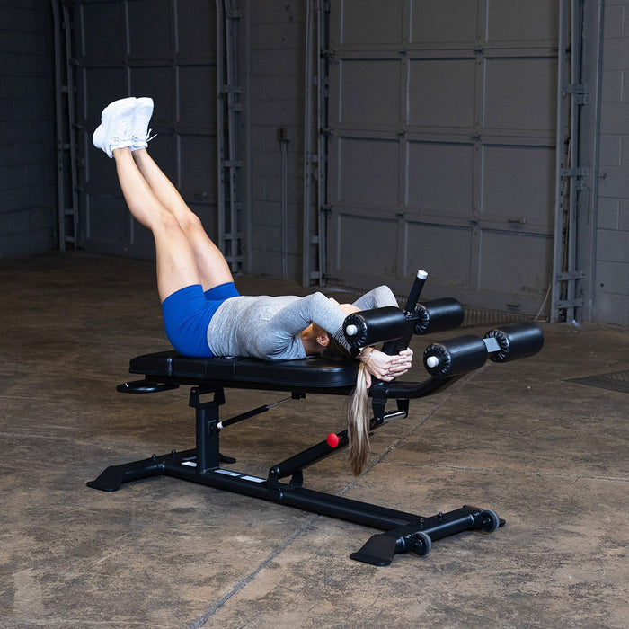 Body Solid Pro Clubline Ab Bench - SAB500B — full setup angle