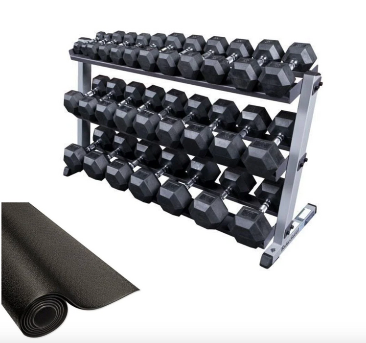 Body Solid Rubber Coated Hex Dumbbell Set 5-50 Lbs - Sdrs550 Dumbbells