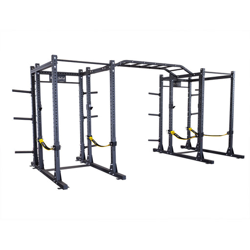 Body Solid Double Power Racks with Rear Extensions and Monkey Bars with Safety Straps SPR1000SSDBBACK front view